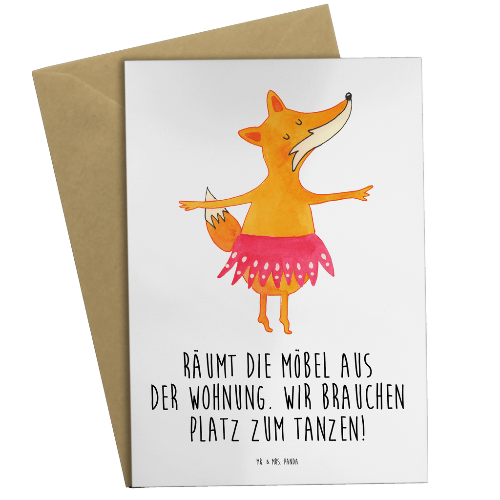 Grußkarte Fuchs Ballerina Grußkarte, Klappkarte, Einladungskarte, Glückwunschkarte, Hochzeitskarte, Geburtstagskarte, Karte, Ansichtskarten, Fuchs, Fuchs Spruch, Füchse, Füchsin, Ballerina, Ballett, Tänzerin, Tanzen, Party, Einladung, Geburtstag