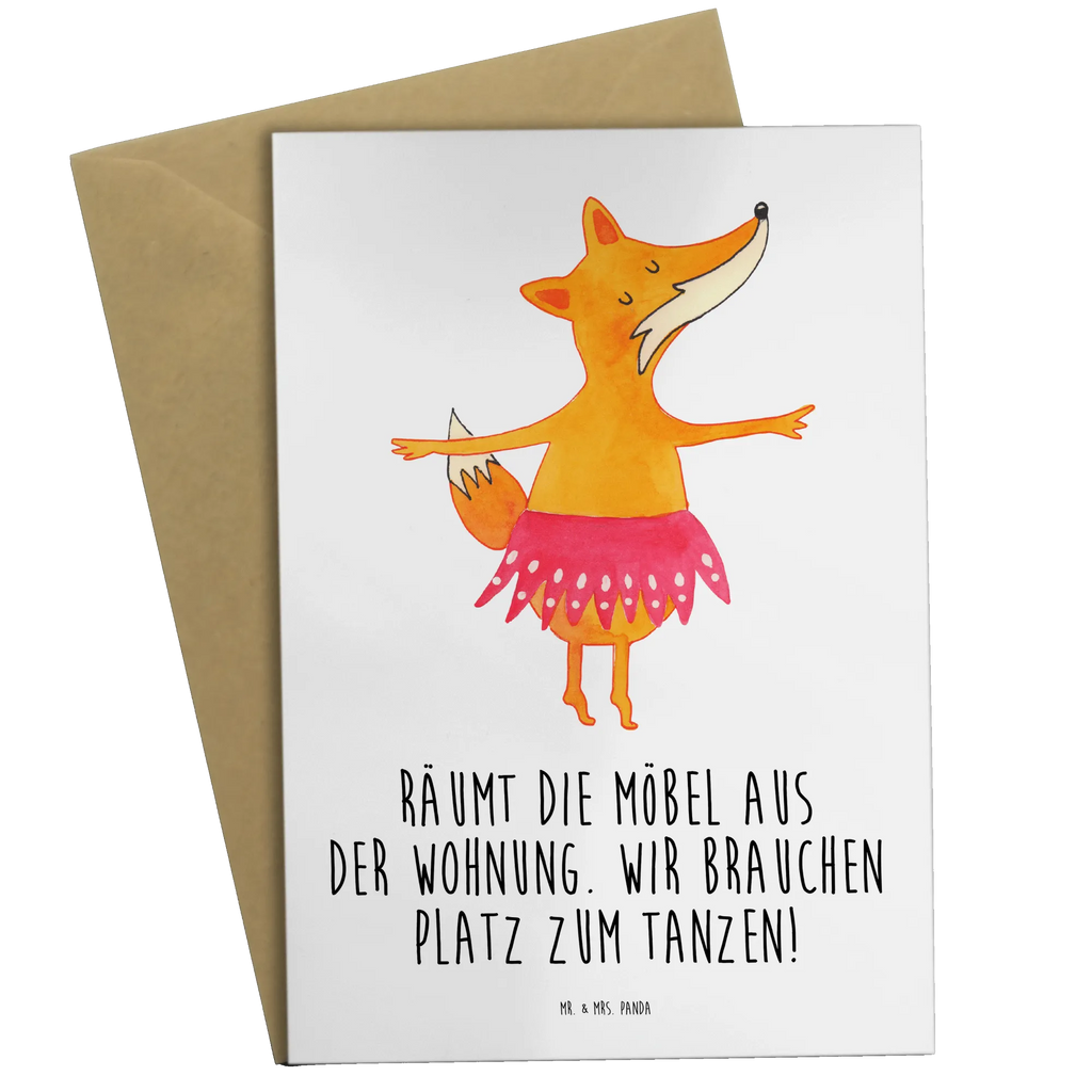 Grußkarte Fuchs Ballerina Grußkarte, Klappkarte, Einladungskarte, Glückwunschkarte, Hochzeitskarte, Geburtstagskarte, Karte, Ansichtskarten, Fuchs, Fuchs Spruch, Füchse, Füchsin, Ballerina, Ballett, Tänzerin, Tanzen, Party, Einladung, Geburtstag