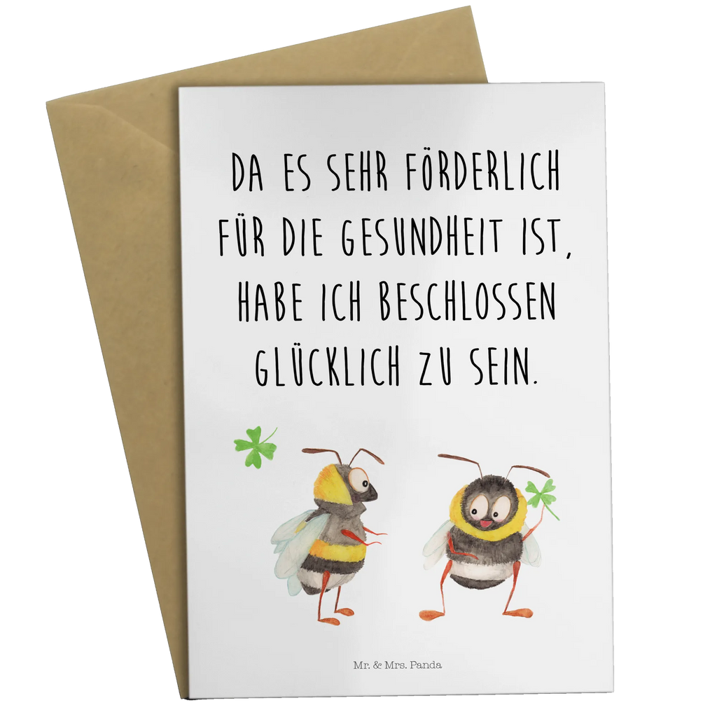 Grußkarte Hummeln Kleeblatt Grußkarte, Klappkarte, Einladungskarte, Glückwunschkarte, Hochzeitskarte, Geburtstagskarte, Karte, Ansichtskarten, Tiermotive, Gute Laune, lustige Sprüche, Tiere, Hummel, Biene, Spruch positiv, Biene Deko, Spruch schön, glücklich sein, glücklich werden, Spruch fröhlich