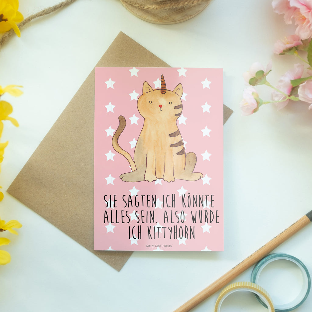 Grußkarte Einhorn Katze Grußkarte, Klappkarte, Einladungskarte, Glückwunschkarte, Hochzeitskarte, Geburtstagskarte, Karte, Ansichtskarten, Einhorn, Einhörner, Einhorn Deko, Pegasus, Unicorn, Katzer, Mieze, Regenbogen, Glitzer, Einhornpower, Erwachsenwerden, Katze, Katzenhorn, Einhornkatze, Kittyhorn