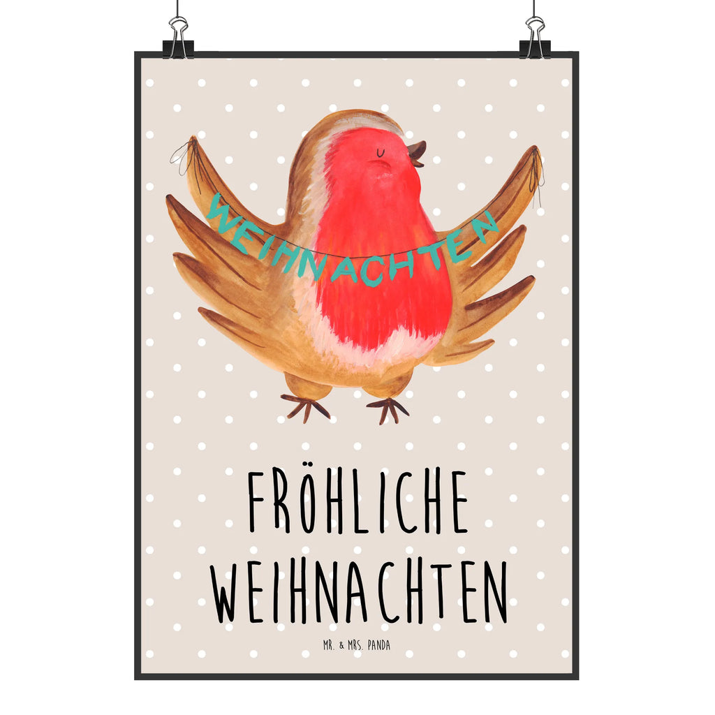 Poster Rotkehlchen Weihnachten Poster, Wandposter, Bild, Wanddeko, Küchenposter, Kinderposter, Wanddeko Bild, Raumdekoration, Wanddekoration, Handgemaltes Poster, Mr. & Mrs. Panda Poster, Designposter, Kunstdruck, Posterdruck, Winter, Weihnachten, Weihnachtsdeko, Nikolaus, Advent, Heiligabend, Wintermotiv, Frohe Weihnachten, Weihnachtsmotiv, Weihnachtsgruß, Vogel, xmas