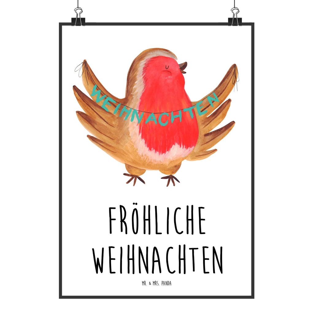 Poster Rotkehlchen Weihnachten Poster, Wandposter, Bild, Wanddeko, Küchenposter, Kinderposter, Wanddeko Bild, Raumdekoration, Wanddekoration, Handgemaltes Poster, Mr. & Mrs. Panda Poster, Designposter, Kunstdruck, Posterdruck, Winter, Weihnachten, Weihnachtsdeko, Nikolaus, Advent, Heiligabend, Wintermotiv, Frohe Weihnachten, Weihnachtsmotiv, Weihnachtsgruß, Vogel, xmas