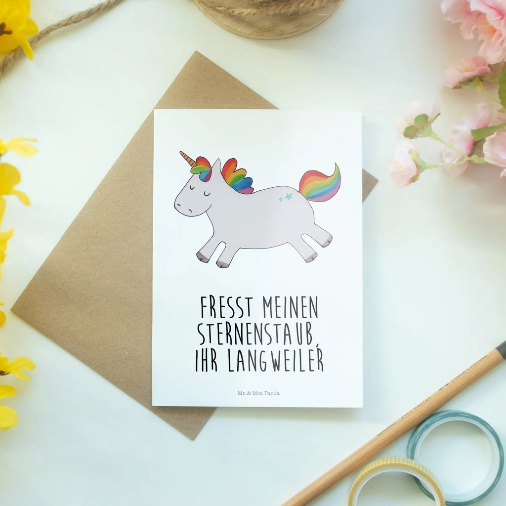 Grußkarte Einhorn Happy Grußkarte, Klappkarte, Einladungskarte, Glückwunschkarte, Hochzeitskarte, Geburtstagskarte, Karte, Ansichtskarten, Einhorn, Einhörner, Einhorn Deko, Unicorn, glücklich, fröhlich, Spaß, Freude, Lebensfreude, witzig, spannend, Lächeln, Lachen