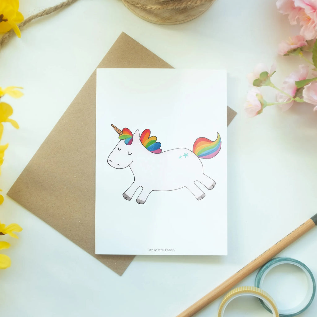 Grußkarte Einhorn Happy Grußkarte, Klappkarte, Einladungskarte, Glückwunschkarte, Hochzeitskarte, Geburtstagskarte, Karte, Ansichtskarten, Einhorn, Einhörner, Einhorn Deko, Unicorn, glücklich, fröhlich, Spaß, Freude, Lebensfreude, witzig, spannend, Lächeln, Lachen