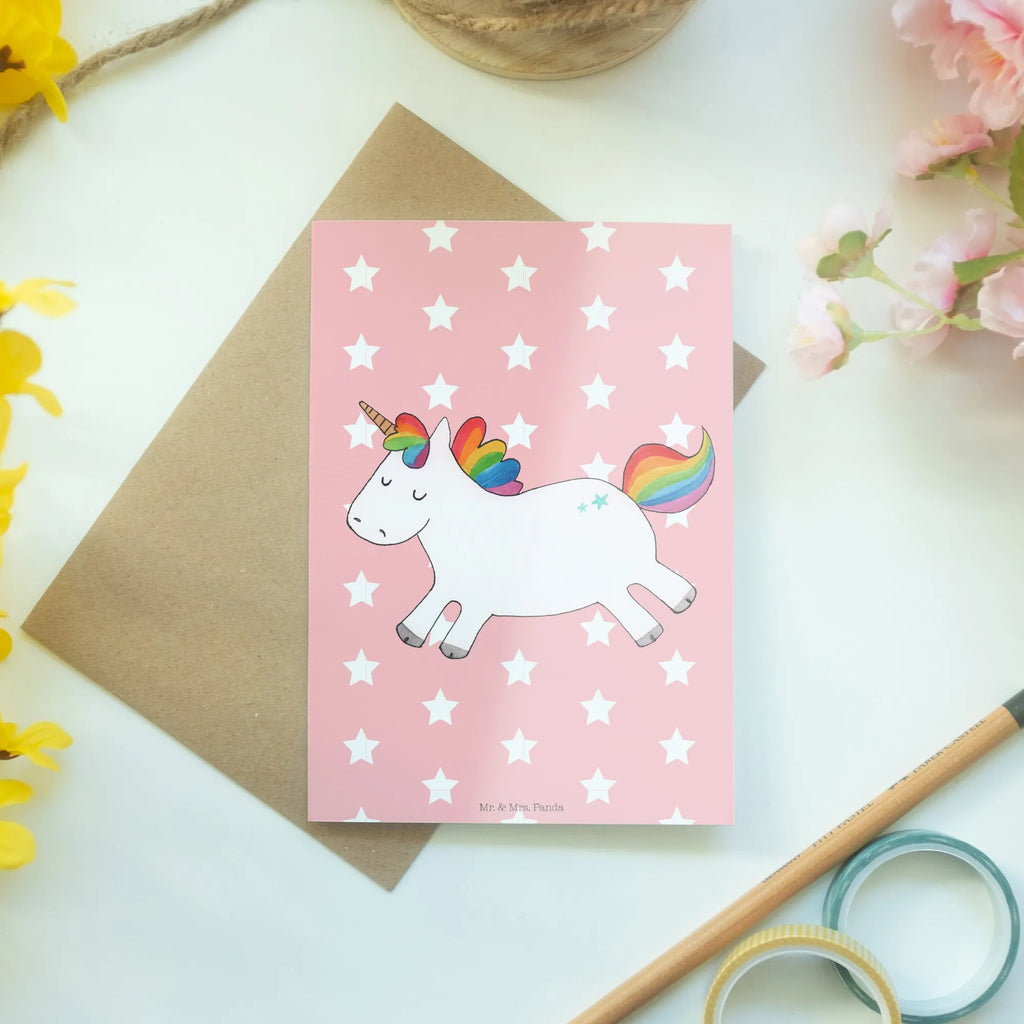 Grußkarte Einhorn Happy Grußkarte, Klappkarte, Einladungskarte, Glückwunschkarte, Hochzeitskarte, Geburtstagskarte, Karte, Ansichtskarten, Einhorn, Einhörner, Einhorn Deko, Unicorn, glücklich, fröhlich, Spaß, Freude, Lebensfreude, witzig, spannend, Lächeln, Lachen