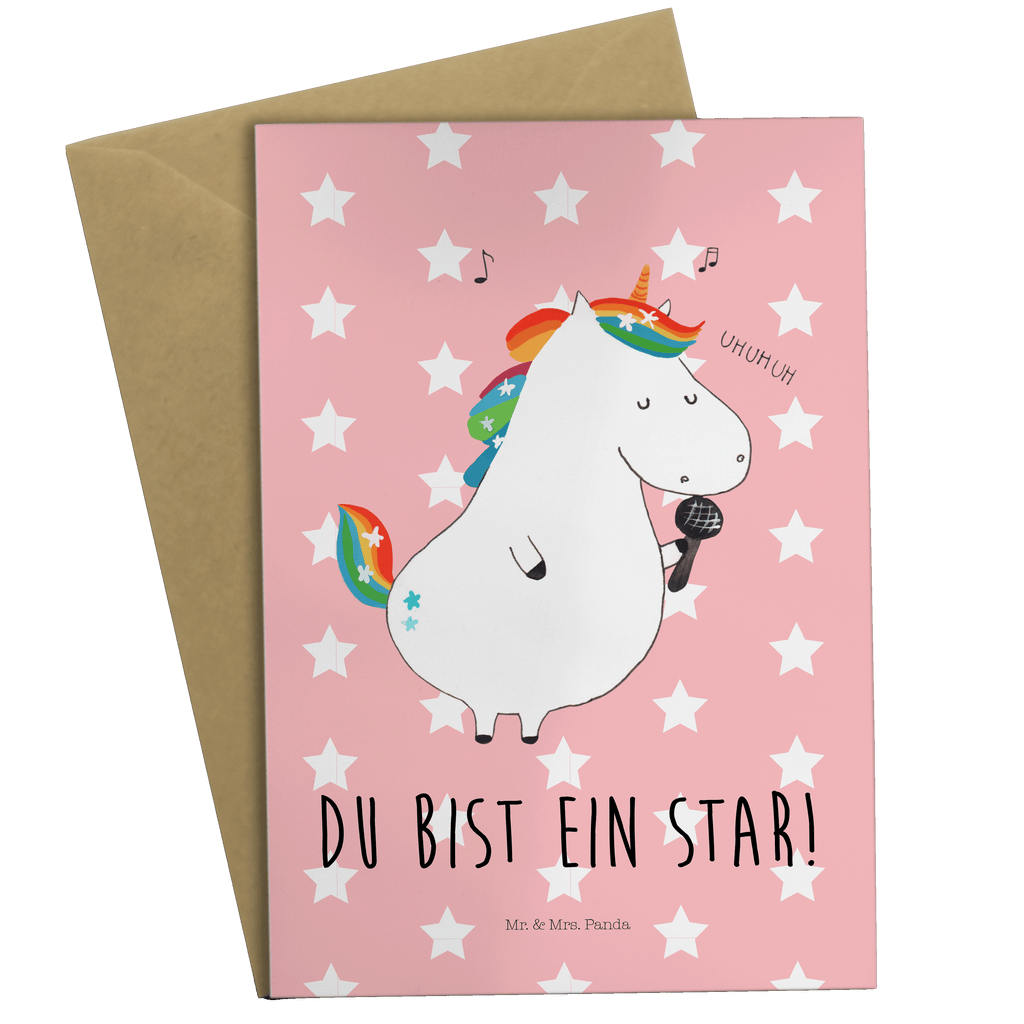 Grußkarte Einhorn Sänger Grußkarte, Klappkarte, Einladungskarte, Glückwunschkarte, Hochzeitskarte, Geburtstagskarte, Karte, Ansichtskarten, Einhorn, Einhörner, Einhorn Deko, Pegasus, Unicorn, Glitzer, Konfetti, Party, Geburtstag, Feier, Fest, Disco, Sängerin, Sänger, Freundin