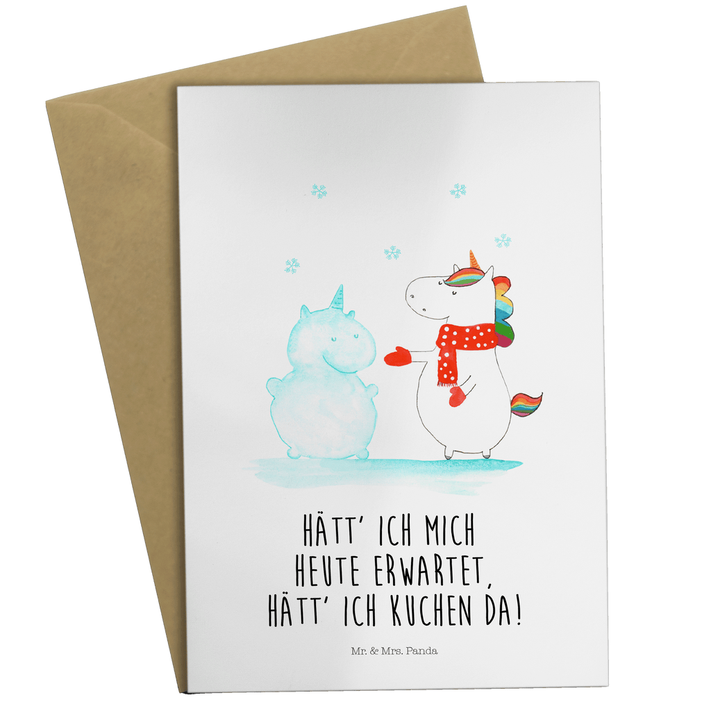 Grußkarte Einhorn Schneemann Grußkarte, Klappkarte, Einladungskarte, Glückwunschkarte, Hochzeitskarte, Geburtstagskarte, Karte, Ansichtskarten, Einhorn, Einhörner, Einhorn Deko, Pegasus, Unicorn, Schneemann, Winter, Schnee, Kuchen, Weihnachten, kalt, Mütze, Handschuhe, X-Mas