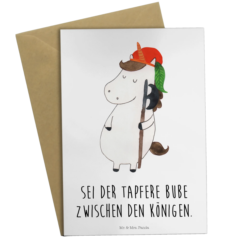 Grußkarte Einhorn Junge Grußkarte, Klappkarte, Einladungskarte, Glückwunschkarte, Hochzeitskarte, Geburtstagskarte, Karte, Ansichtskarten, Einhorn, Einhörner, Einhorn Deko, Pegasus, Unicorn, Bube, Mittelalter