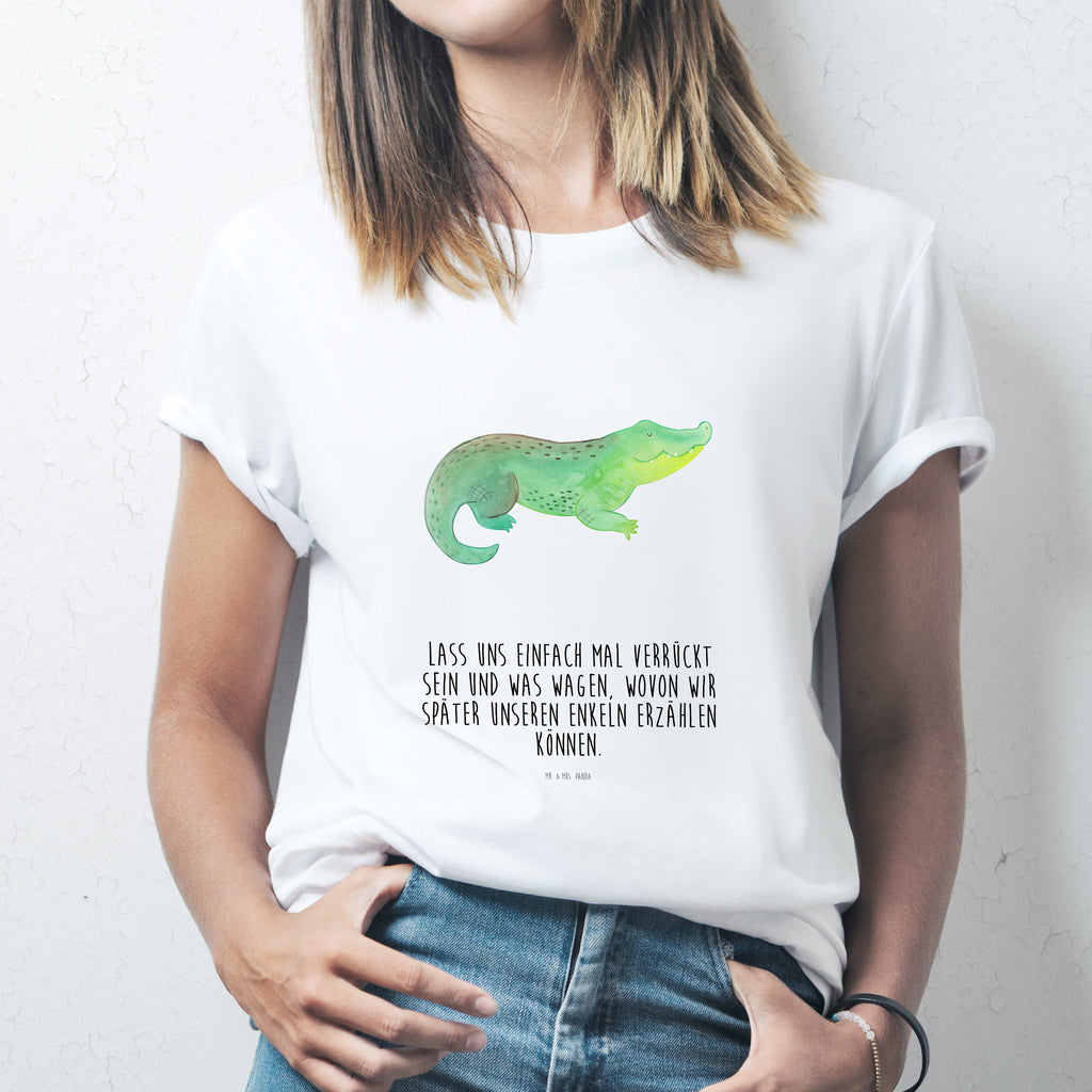 T-Shirt Standard Krokodil T-Shirt, Shirt, Tshirt, Lustiges T-Shirt, T-Shirt mit Spruch, Party, Junggesellenabschied, Jubiläum, Geburstag, Herrn, Damen, Männer, Frauen, Schlafshirt, Nachthemd, Sprüche, Meerestiere, Meer, Urlaub, Krokodil, Krokodile, verrückt sein, spontan sein, Abenteuerlust, Reiselust, Freundin, beste Freundin, Lieblingsmensch