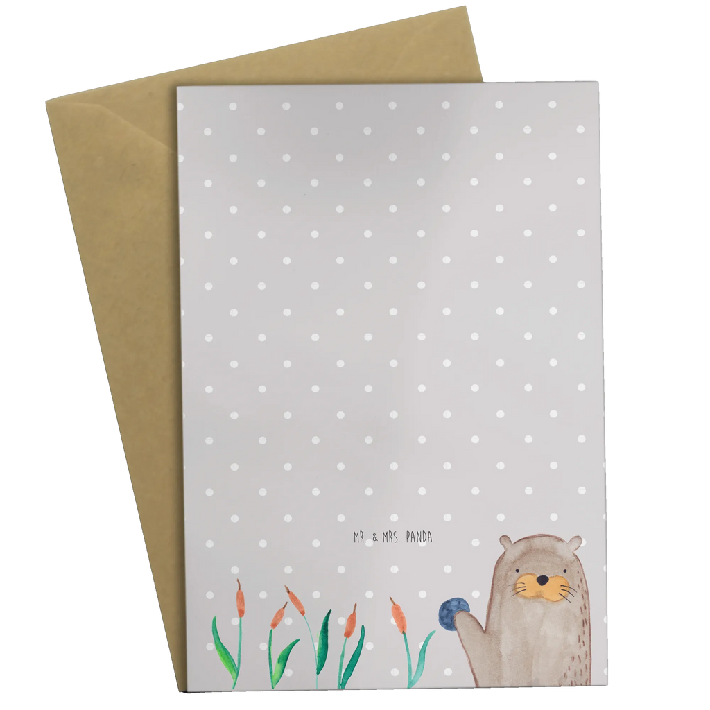 Greetings card otter Stone Grußkarte, Klappkarte, Einladungskarte, Glückwunschkarte, Hochzeitskarte, Geburtstagskarte, Karte, Ansichtskarten, Otter, Fischotter, Seeotter, Otter Seeotter See Otter