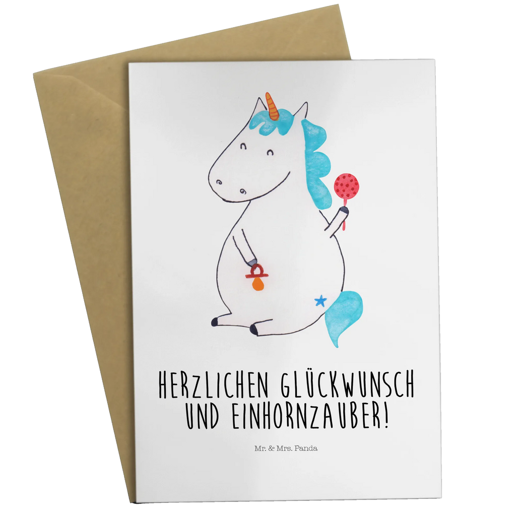 Grußkarte Einhorn Baby Grußkarte, Klappkarte, Einladungskarte, Glückwunschkarte, Hochzeitskarte, Geburtstagskarte, Karte, Ansichtskarten, Einhorn, Einhörner, Einhorn Deko, Pegasus, Unicorn, Mutter, Geburt, Geburtstag, erstes Kind, Baby, Babyglück, Nachwuchs, Eltern, Party, Kind, Schnuller