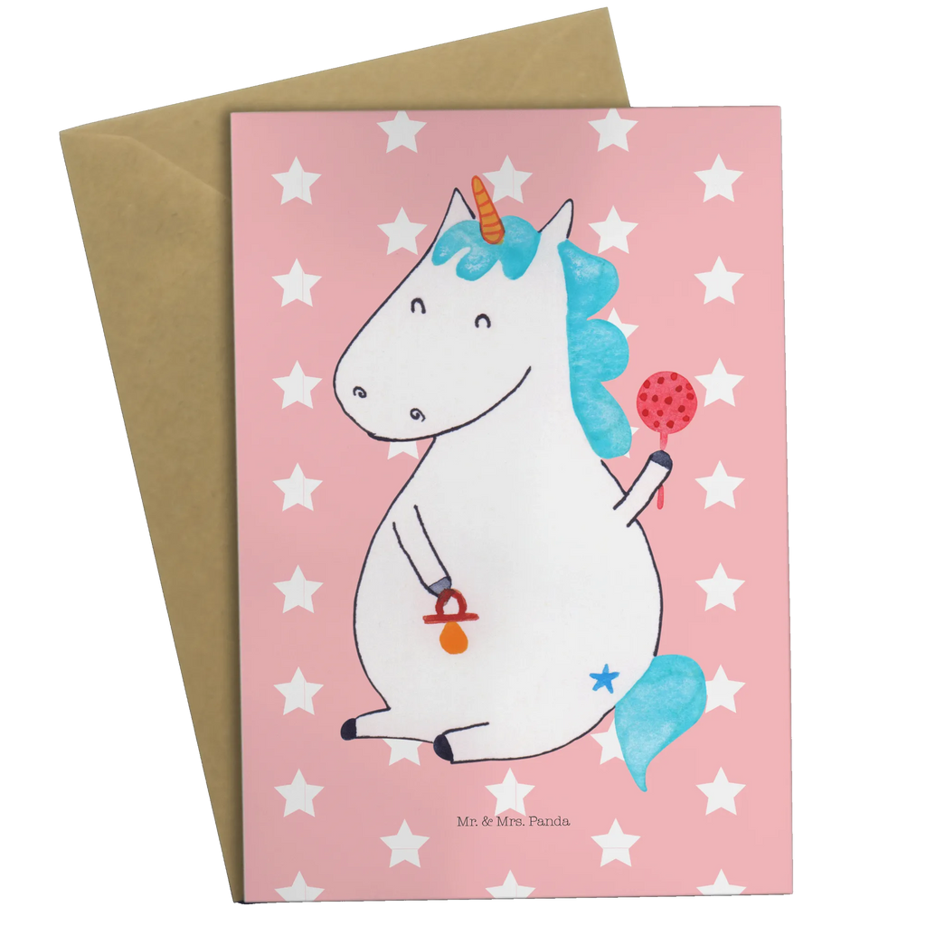 Grußkarte Einhorn Baby Grußkarte, Klappkarte, Einladungskarte, Glückwunschkarte, Hochzeitskarte, Geburtstagskarte, Karte, Ansichtskarten, Einhorn, Einhörner, Einhorn Deko, Pegasus, Unicorn, Mutter, Geburt, Geburtstag, erstes Kind, Baby, Babyglück, Nachwuchs, Eltern, Party, Kind, Schnuller