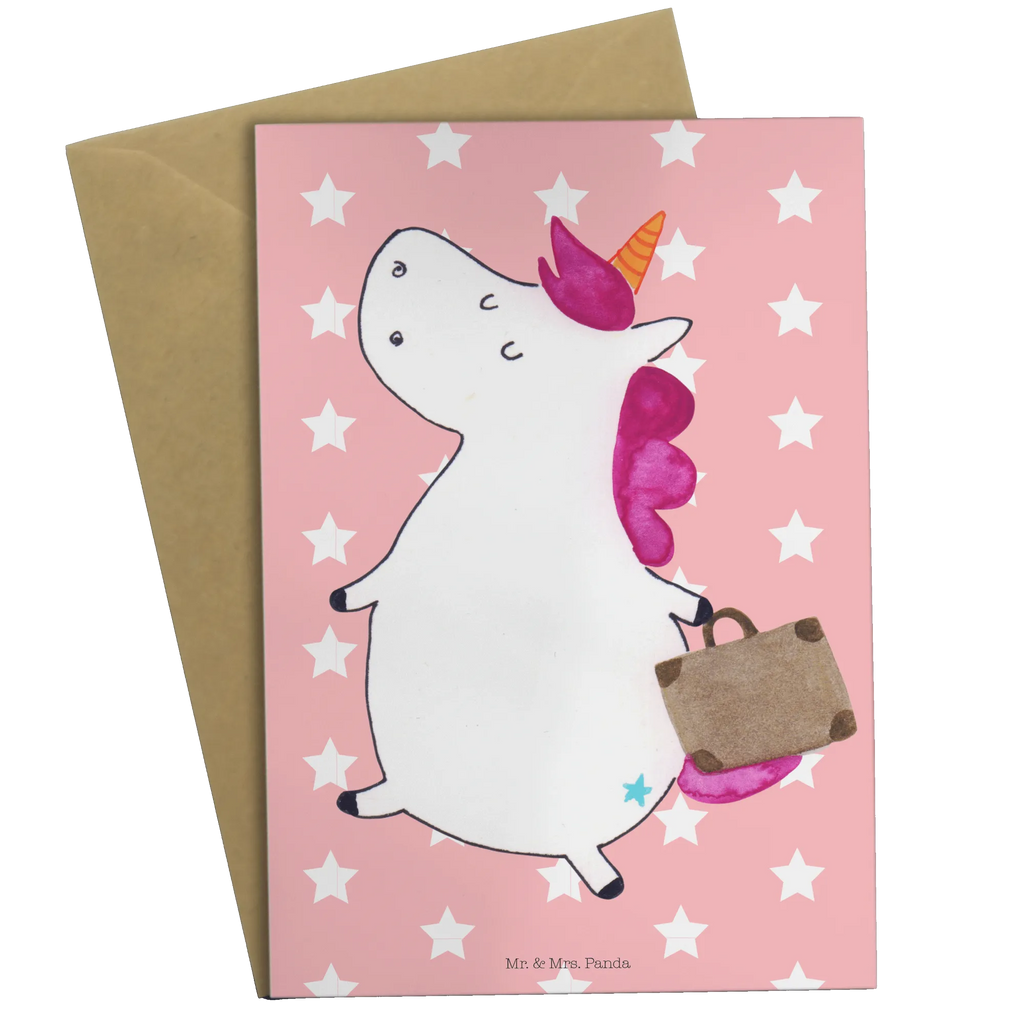 Grußkarte Einhorn Koffer Grußkarte, Klappkarte, Einladungskarte, Glückwunschkarte, Hochzeitskarte, Geburtstagskarte, Karte, Ansichtskarten, Einhorn, Einhörner, Einhorn Deko, Pegasus, Unicorn, unicorn, Koffer, Verreisen, Reise, Gepäck, Abenteuer, Erwachsen, Kind, albern, Spaß, lustig, witzig