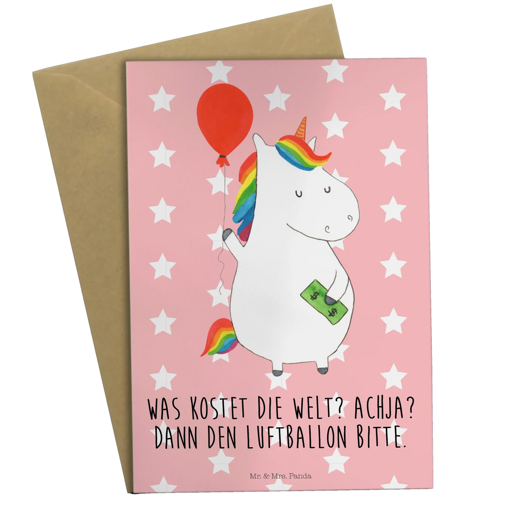 Grußkarte Einhorn Luftballon Grußkarte, Klappkarte, Einladungskarte, Glückwunschkarte, Hochzeitskarte, Geburtstagskarte, Karte, Ansichtskarten, Einhorn, Einhörner, Einhorn Deko, Pegasus, Unicorn, Luftballon, Geld, Lebenslust, Freude, Geschenk, Freundin