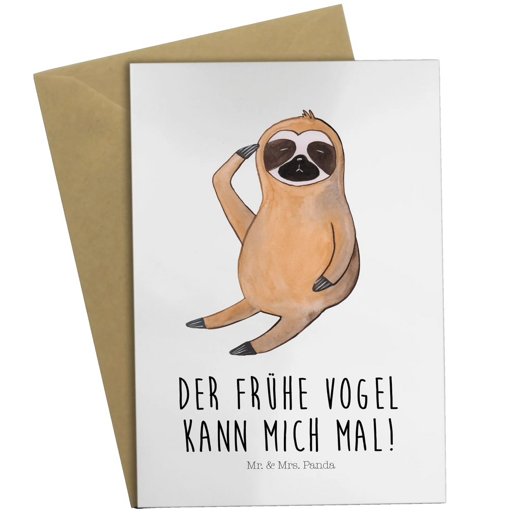 Grußkarte Faultier Vogel Grußkarte, Klappkarte, Einladungskarte, Glückwunschkarte, Hochzeitskarte, Geburtstagskarte, Karte, Ansichtskarten, Faultier, Faultier Geschenk, Faultier Deko, Faultiere, faul, Lieblingstier, Spinner, früher Vogel, der frühe Vogel, Frühaufsteher, Morgenmuffel, Vogel, Faultierwelt