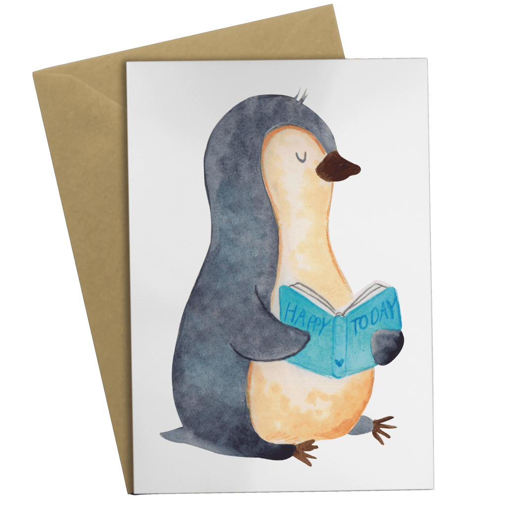 Grußkarte Pinguin Buch Grußkarte, Klappkarte, Einladungskarte, Glückwunschkarte, Hochzeitskarte, Geburtstagskarte, Karte, Ansichtskarten, Pinguin, Pinguine, Buch, Lesen, Bücherwurm, Nichtstun, Faulenzen, Ferien, Urlaub, Freizeit