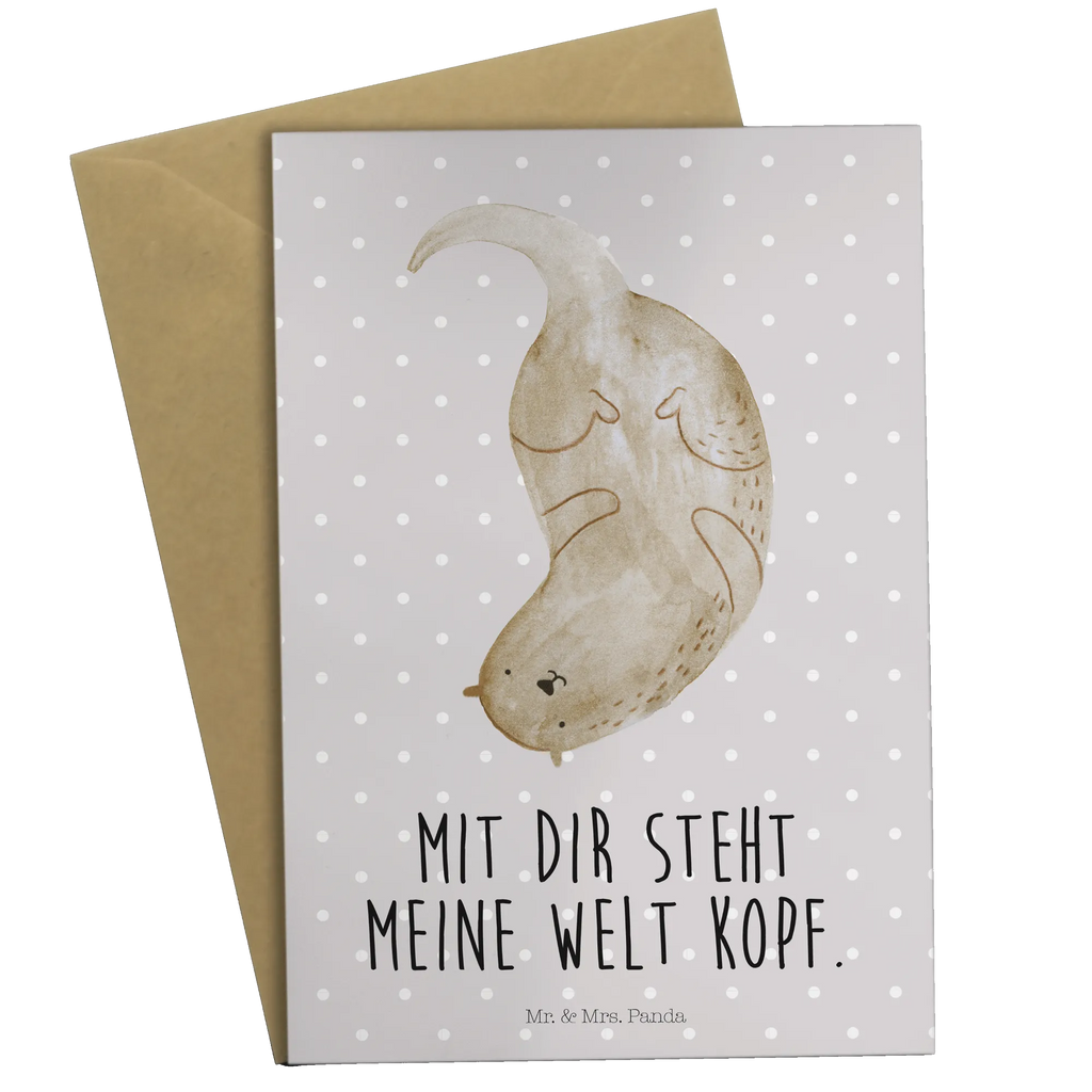 Grußkarte Otter kopfüber Grußkarte, Klappkarte, Einladungskarte, Glückwunschkarte, Hochzeitskarte, Geburtstagskarte, Karte, Ansichtskarten, Otter, Fischotter, Seeotter, Otter Seeotter See Otter