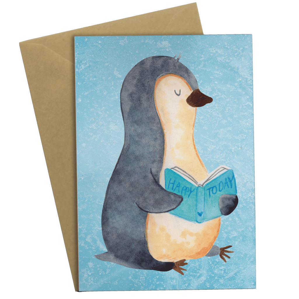 Grußkarte Pinguin Buch Grußkarte, Klappkarte, Einladungskarte, Glückwunschkarte, Hochzeitskarte, Geburtstagskarte, Karte, Ansichtskarten, Pinguin, Pinguine, Buch, Lesen, Bücherwurm, Nichtstun, Faulenzen, Ferien, Urlaub, Freizeit