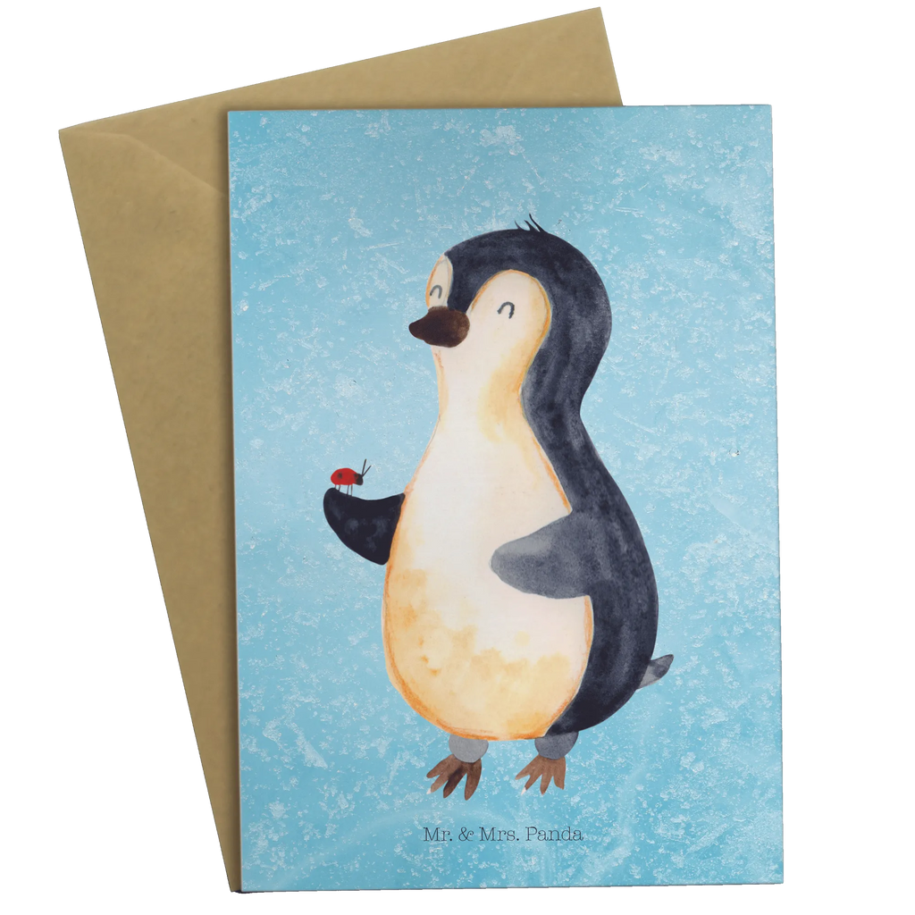 Grußkarte Pinguin Marienkäfer Grußkarte, Klappkarte, Einladungskarte, Glückwunschkarte, Hochzeitskarte, Geburtstagskarte, Karte, Ansichtskarten, Pinguin, Pinguine, Marienkäfer, Liebe, Wunder, Glück, Freude, Lebensfreude