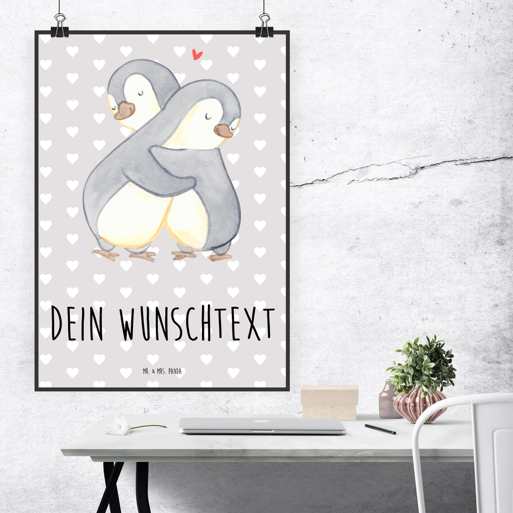 Personalisiertes Poster Pinguine Kuscheln