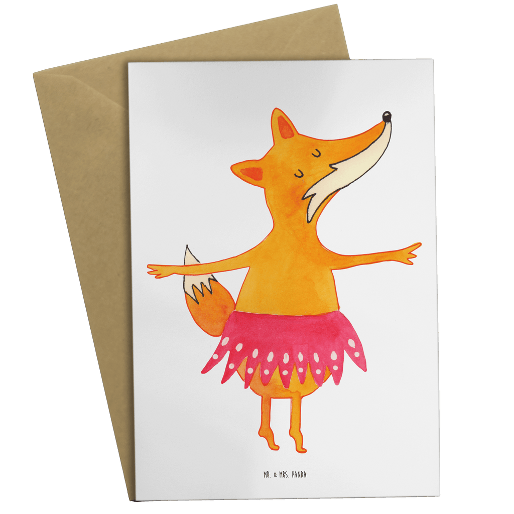 Grußkarte Fuchs Ballerina Grußkarte, Klappkarte, Einladungskarte, Glückwunschkarte, Hochzeitskarte, Geburtstagskarte, Karte, Ansichtskarten, Fuchs, Fuchs Spruch, Füchse, Füchsin, Ballerina, Ballett, Tänzerin, Tanzen, Party, Einladung, Geburtstag