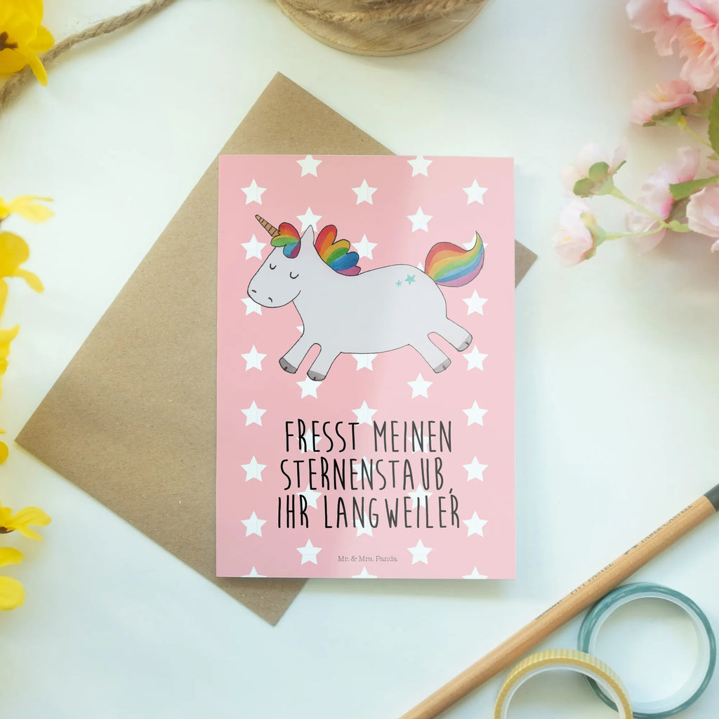 Grußkarte Einhorn Happy Grußkarte, Klappkarte, Einladungskarte, Glückwunschkarte, Hochzeitskarte, Geburtstagskarte, Karte, Ansichtskarten, Einhorn, Einhörner, Einhorn Deko, Unicorn, glücklich, fröhlich, Spaß, Freude, Lebensfreude, witzig, spannend, Lächeln, Lachen