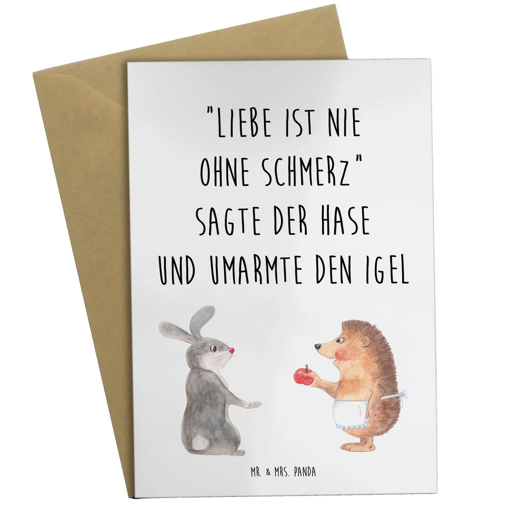 Grußkarte Liebe ist nie ohne Schmerz Grußkarte, Klappkarte, Einladungskarte, Glückwunschkarte, Hochzeitskarte, Geburtstagskarte, Karte, Ansichtskarten, Tiermotive, Gute Laune, lustige Sprüche, Tiere, Igel und Hase, Igel, Hase, Liebe Spruch, Liebeskummer Geschenk, Herzschmerz, Trösten, Trennungsschmerz, Spruch romantisch