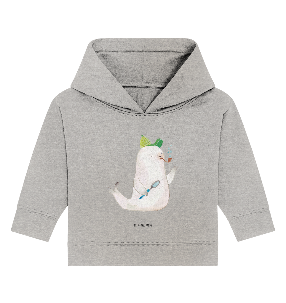 Organic Baby Hoodie Robbe Sherlock Baby Kapuzenshirt, Baby Kapuzensweatshirt, Baby Hoodie, Baby Pullover, Tiermotive, Gute Laune, lustige Sprüche, Tiere