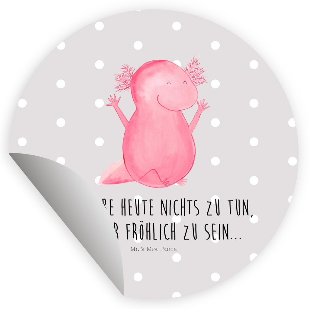 Rund Aufkleber Axolotl Hurra Sticker, Aufkleber, Etikett, Axolotl, Molch, Axolot, Schwanzlurch, Lurch, Lurche, fröhlich, Spaß, Freude, Motivation, Zufriedenheit