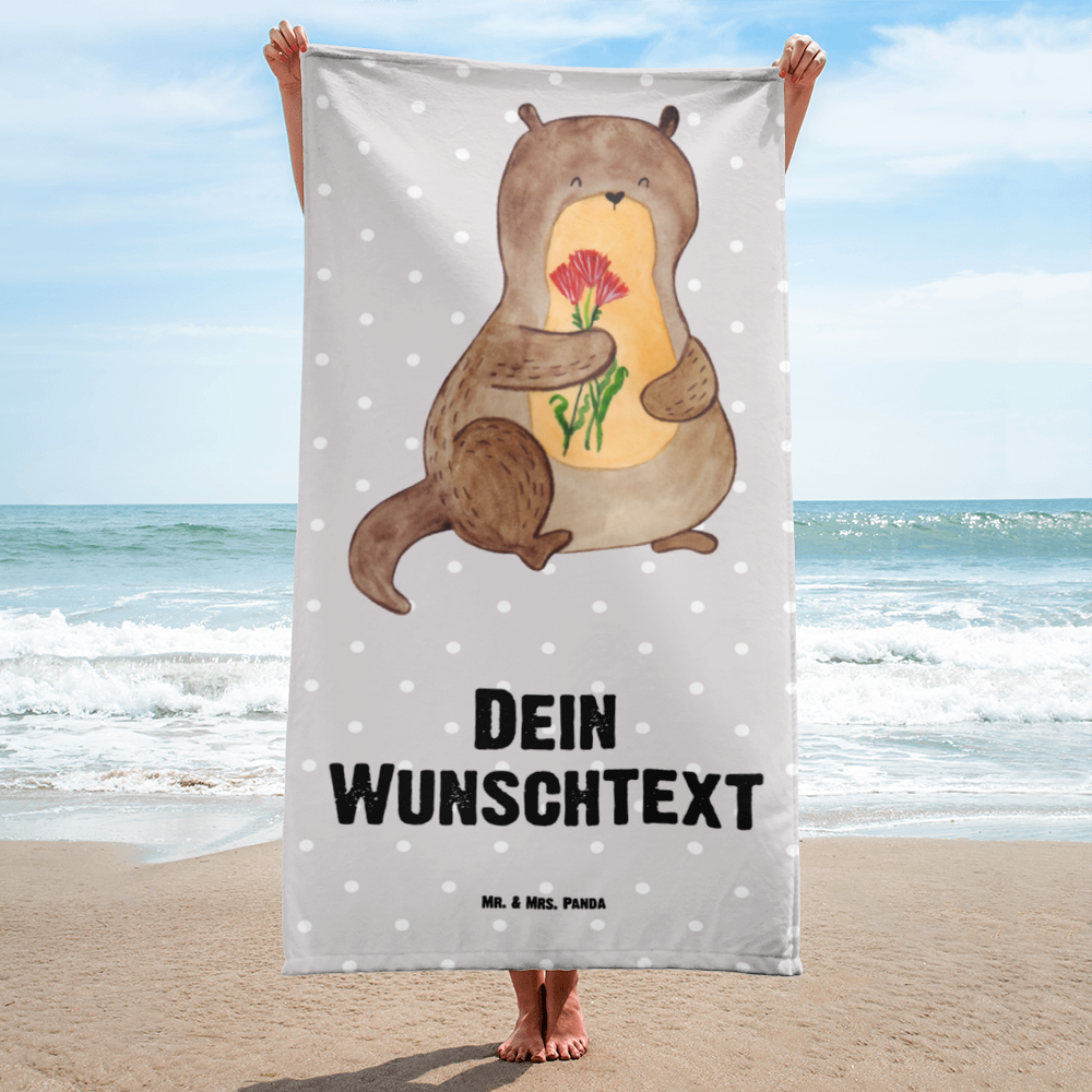 Handtuch mit Namen Otter Blumenstrauß Personalisiertes Badehandtuch, Handtuch personalisiert, Handtuch mit Namen, Badetuch personalisiert, Handtuch bedrucken, Saunatuch mit Namen, Handtuch Geschenk, Otter, Fischotter, Seeotter, Otter Seeotter See Otter