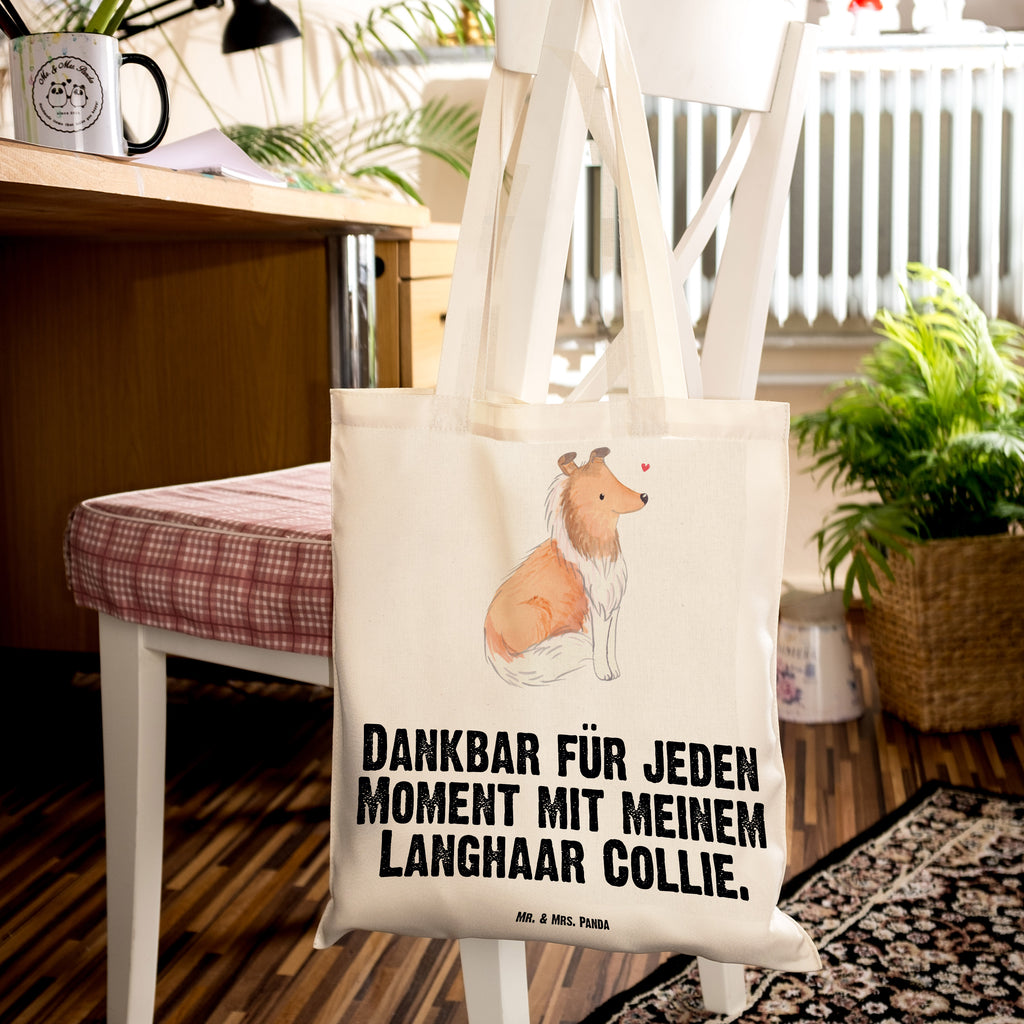 Tragetasche Langhaar Collie Moment Beuteltasche, Beutel, Einkaufstasche, Jutebeutel, Stoffbeutel, Hund, Hunderasse, Rassehund, Hundebesitzer, Geschenk, Tierfreund, Schenken, Welpe, Langhaar Collie, britischer Hütehund