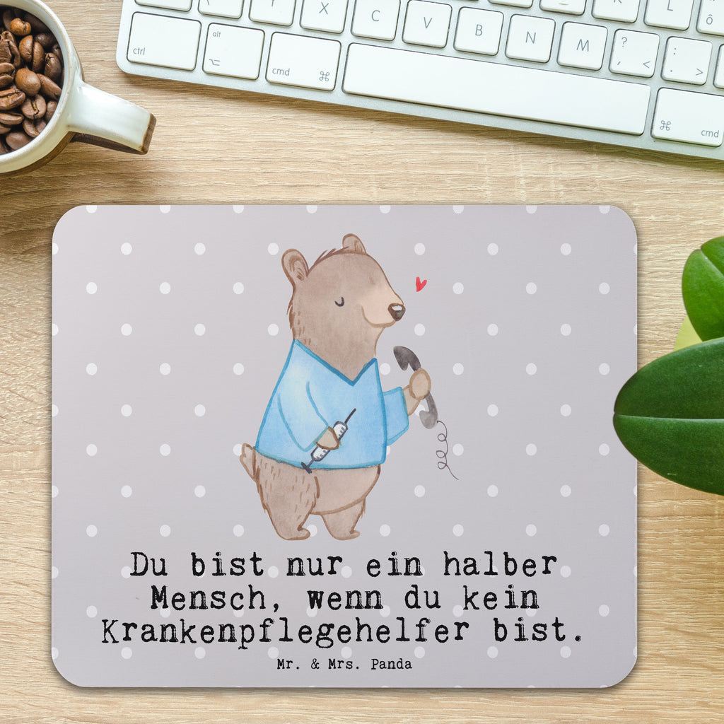 Mauspad Krankenpflegehelfer mit Herz Mousepad, Computer zubehör, Büroausstattung, PC Zubehör, Arbeitszimmer, Mauspad, Einzigartiges Mauspad, Designer Mauspad, Mausunterlage, Mauspad Büro, Beruf, Ausbildung, Jubiläum, Abschied, Rente, Kollege, Kollegin, Geschenk, Schenken, Arbeitskollege, Mitarbeiter, Firma, Danke, Dankeschön, Krankenpflegehelfer, Pflegehelfer, Pflegekraft