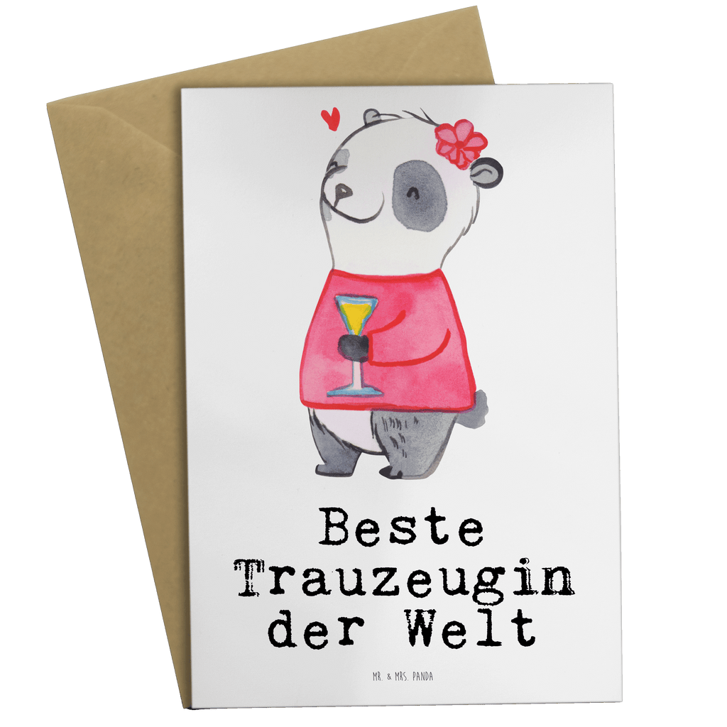 Grußkarte Panda Beste Trauzeugin der Welt Grußkarte, Klappkarte, Einladungskarte, Glückwunschkarte, Hochzeitskarte, Geburtstagskarte, Karte, Ansichtskarten, für, Dankeschön, Geschenk, Schenken, Geburtstag, Geburtstagsgeschenk, Geschenkidee, Danke, Bedanken, Mitbringsel, Freude machen, Geschenktipp, Trauzeugin, Trauhzeugin, Freundin, Hochzeit, Heirat, JGA, Trauung, Kirche, Standesamt, Braut