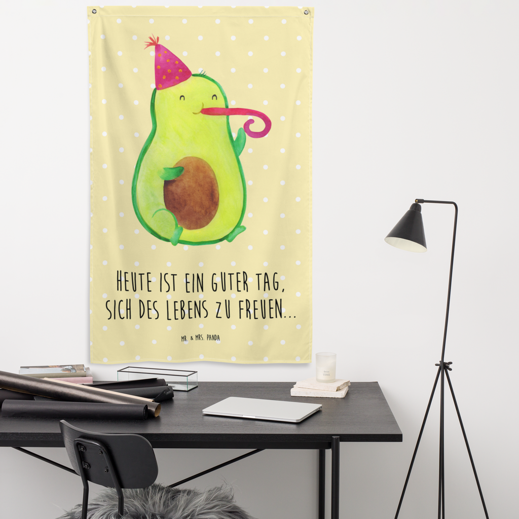 Wandteppich Avocado Partyhupe Wandbehang, Dekoration, Boho, Wandteppich, Wandtuch, Wanddeko, Tapisserie, Tapestry, Wandbild, Textil-Kunst, Schmuck-Wandbehang, Wand Deko, Kinderzimmer, Kinderzimmer Wand, Kinderzimmer Deko, Kinderzimmer Wanddeko, Avocado, Veggie, Vegan, Gesund, Party, Feierlichkeit, Feier, Fete, Geburtstag, Gute Laune, Tröte