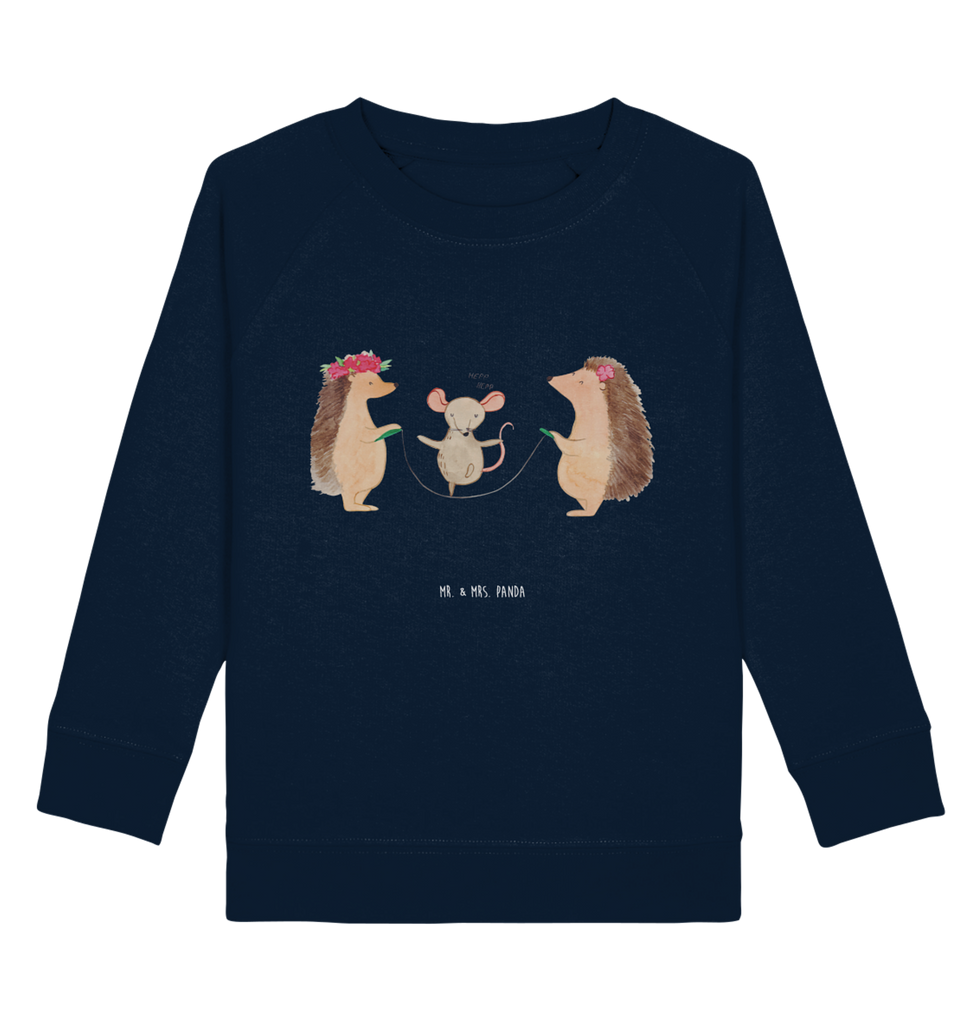 Organic Kinder Pullover Igel Seilhüpfen Kinder Pullover, Kinder Sweatshirt, Jungen, Mädchen, Tiermotive, Gute Laune, lustige Sprüche, Tiere, Igel, Maus, Seilspringen, Seilhüpfen, Kinder, Kindergarten