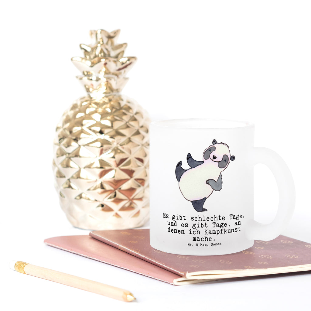 Teetasse Panda Kampfkunst Teetasse, Teeglas, Teebecher, Tasse mit Henkel, Tasse, Glas Teetasse, Teetasse aus Glas, Geschenk, Sport, Sportart, Hobby, Schenken, Danke, Dankeschön, Auszeichnung, Gewinn, Sportler, Kampfkunst, Kampfsportarten, Selbstverteidigung