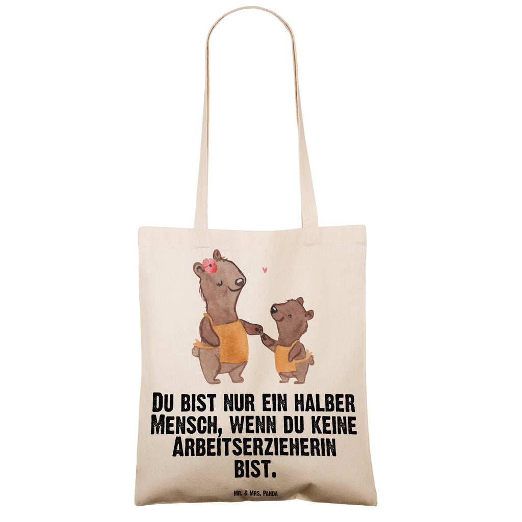 Tragetasche Arbeitserzieherin mit Herz Beuteltasche, Beutel, Einkaufstasche, Jutebeutel, Stoffbeutel, Tasche, Shopper, Umhängetasche, Strandtasche, Schultertasche, Stofftasche, Tragetasche, Badetasche, Jutetasche, Einkaufstüte, Laptoptasche, Beruf, Ausbildung, Jubiläum, Abschied, Rente, Kollege, Kollegin, Geschenk, Schenken, Arbeitskollege, Mitarbeiter, Firma, Danke, Dankeschön, Arbeitserzieherin, Arbeitspädagogin, Studium