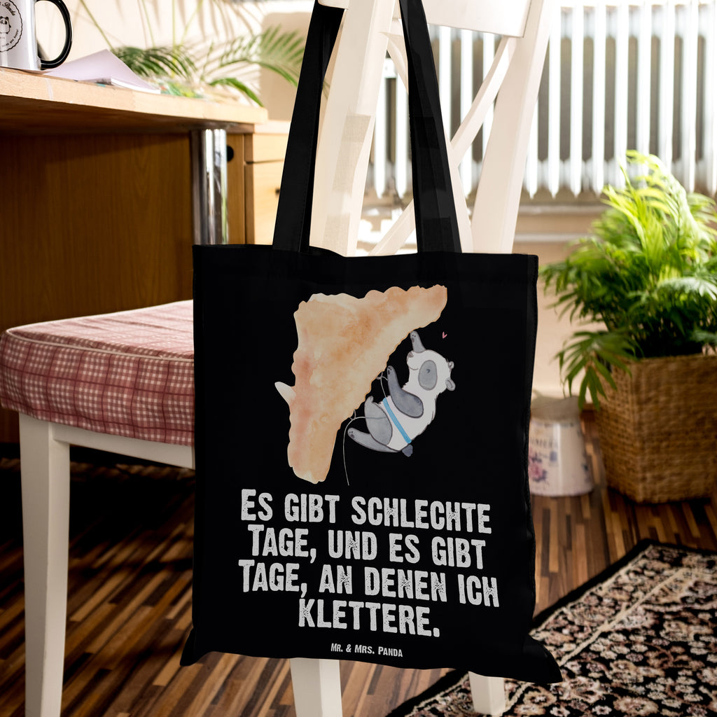 Tragetasche Panda Klettern Tage Beuteltasche, Beutel, Einkaufstasche, Jutebeutel, Stoffbeutel, Tasche, Shopper, Umhängetasche, Strandtasche, Schultertasche, Stofftasche, Tragetasche, Badetasche, Jutetasche, Einkaufstüte, Laptoptasche, Geschenk, Sport, Sportart, Hobby, Schenken, Danke, Dankeschön, Auszeichnung, Gewinn, Sportler, Klettern, Bouldern, Kletterhalle, Klettersport