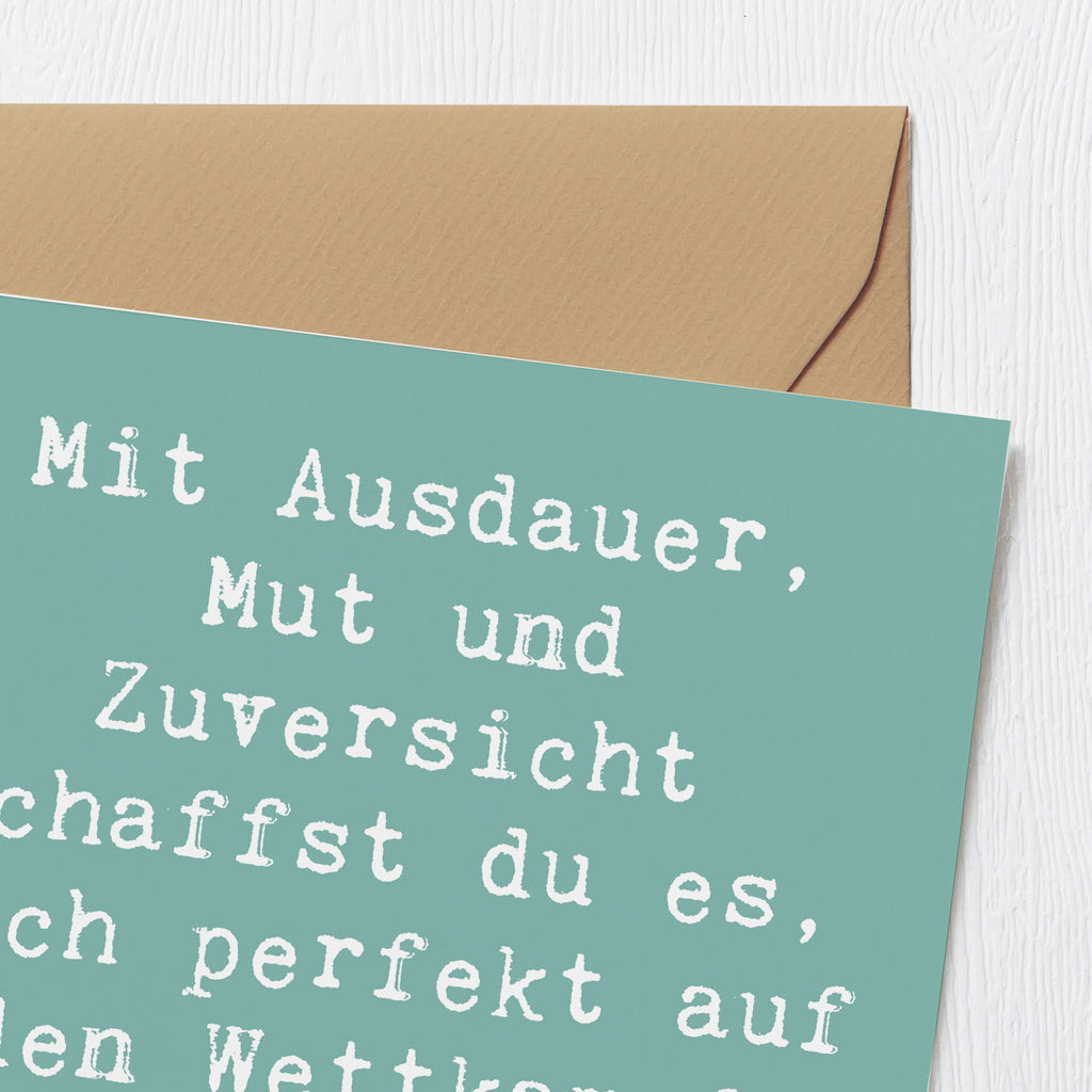 Deluxe Karte Spruch Wettkampfvorbereitung meistern Karte, Grußkarte, Klappkarte, Einladungskarte, Glückwunschkarte, Hochzeitskarte, Geburtstagskarte, Hochwertige Grußkarte, Hochwertige Klappkarte