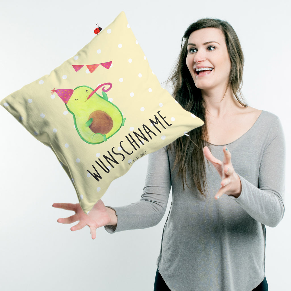 Personalisiertes Kissen Avocado Party Time Kissen, personalisiert, Name, Wunschname, bedrucken, Kopfkissen, Avocado, Veggie, Vegan, Gesund