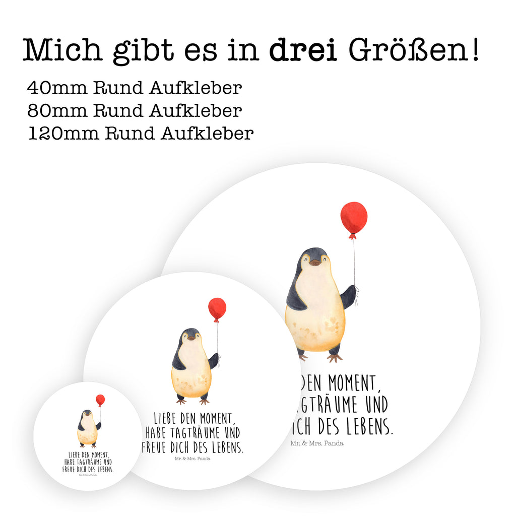 Rund Aufkleber Pinguin Luftballon Sticker, Aufkleber, Etikett, Pinguin, Pinguine, Luftballon, Tagträume, Lebenslust, Geschenk Freundin, Geschenkidee, beste Freundin, Motivation, Neustart, neues Leben, Liebe, Glück