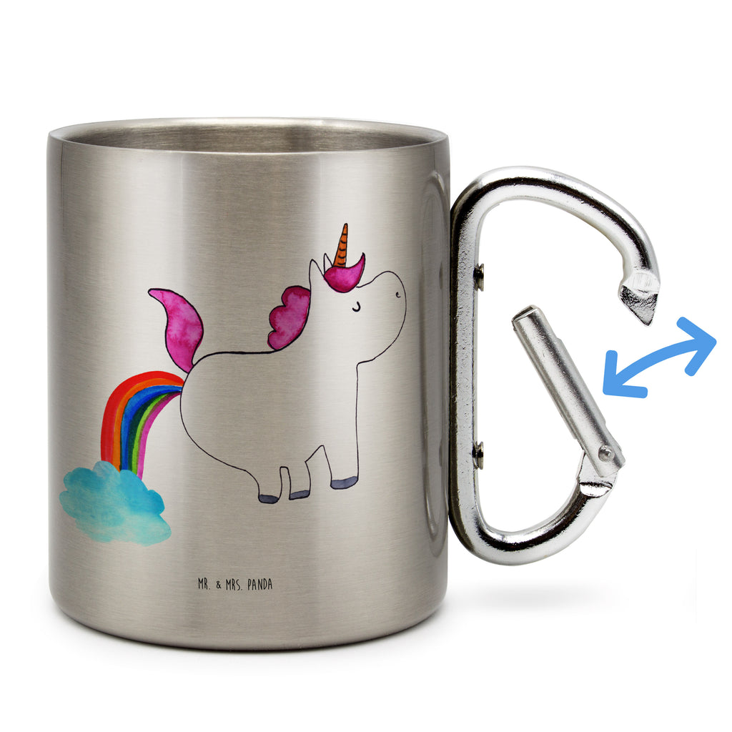 Edelstahlbecher Einhorn Pupsend Edelstahltasse, Karabiner, Edelstahlbecher, Outdoor, Camping, Tasse, Becher, Einhorn, Einhörner, Einhorn Deko, Pegasus, Unicorn, Pups, Regenbogen, Glitzer, Einhornpower, Erwachsenwerden, Spaß, lustig, Freundin