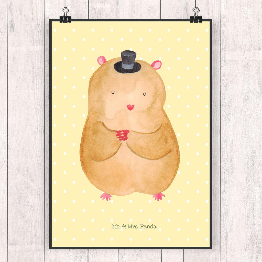 Poster Hamster Hut Poster, Wandposter, Bild, Wanddeko, Küchenposter, Kinderposter, Wanddeko Bild, Raumdekoration, Wanddekoration, Handgemaltes Poster, Mr. & Mrs. Panda Poster, Designposter, Kunstdruck, Posterdruck, Tiermotive, Gute Laune, lustige Sprüche, Tiere, Hamster, Hut, Magier, Zylinder, Zwerghamster, Zauberer