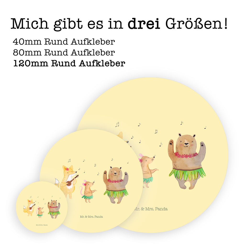 Rund Aufkleber Waldtiere Aloha Sticker, Aufkleber, Etikett, Tiermotive, Gute Laune, lustige Sprüche, Tiere, Wald, Waldtiere, Musik, Aloha, Bär, Hase, Igel, Tanzen, Leben, Lachen