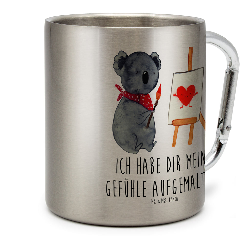 Edelstahlbecher Koala Künstler Edelstahltasse, Karabiner, Edelstahlbecher, Outdoor, Camping, Tasse, Becher, Koala, Koalabär, Liebe, Liebensbeweis, Liebesgeschenk, Gefühle, Künstler, zeichnen