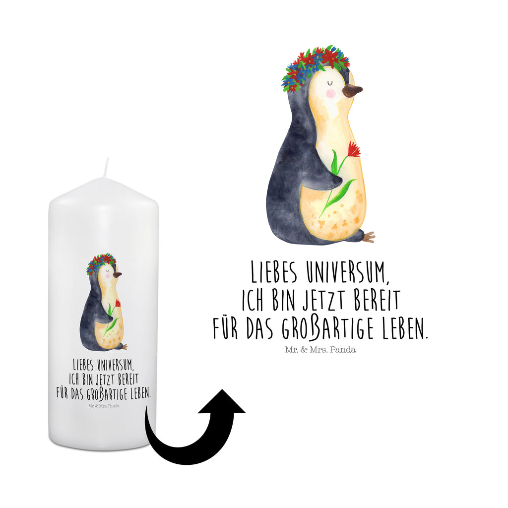 Kerze Pinguin Blumenkranz Kerze, Taufkerze, Kommunionskerze, Geburtstagskerze, Geschenk Kerze, Taufgeschenk Kerze, Kerze mit Druck, Besondere Kerze, Geschenkidee Kerze, Kerze für Kommunion, Geburtstag Kerze, Kommunion Kerze, Pinguin, Pinguine, Blumenkranz, Universum, Leben, Wünsche, Ziele, Lebensziele, Motivation, Lebenslust, Liebeskummer, Geschenkidee