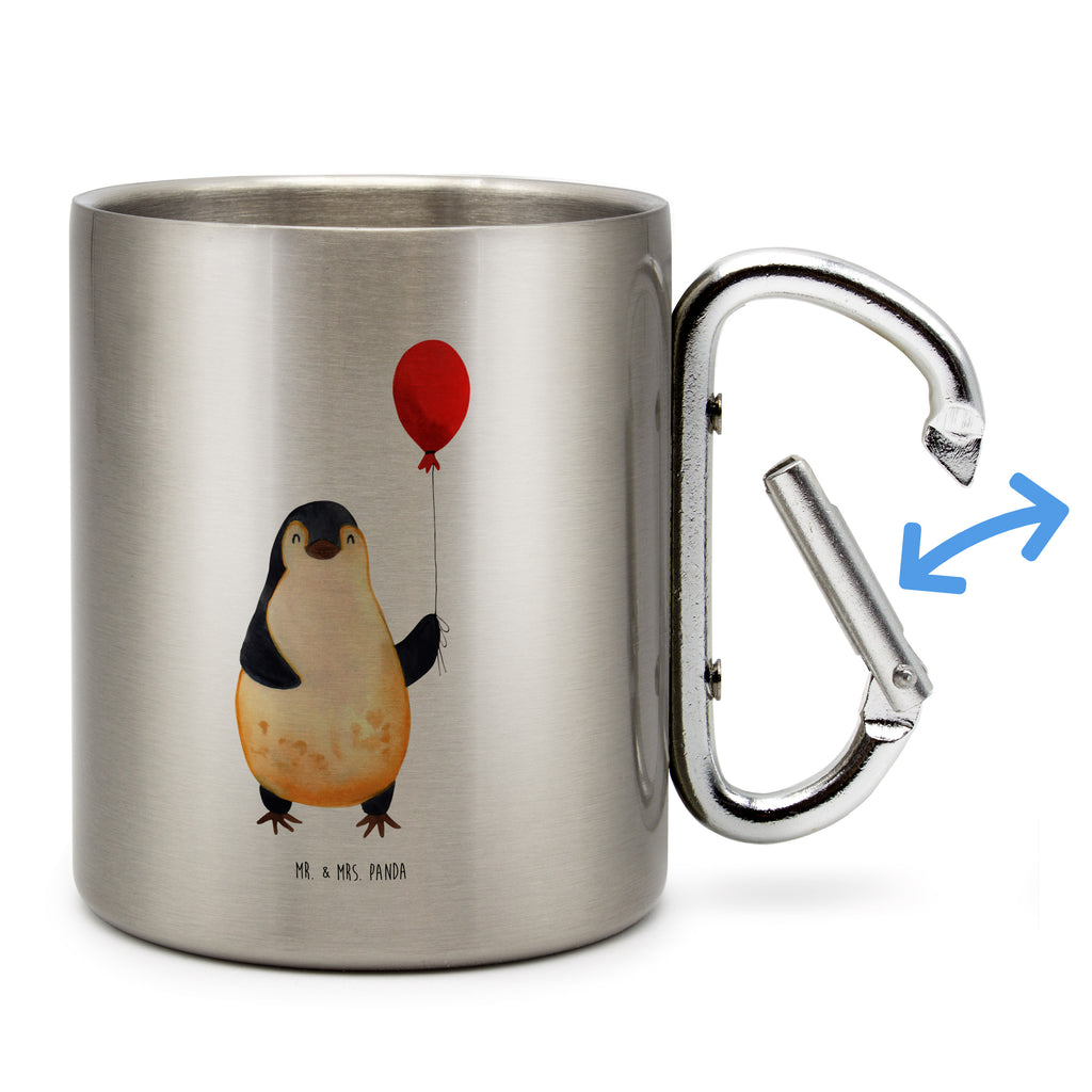 Edelstahlbecher Pinguin Luftballon Edelstahltasse, Karabiner, Edelstahlbecher, Outdoor, Camping, Tasse, Becher, Pinguin, Pinguine, Luftballon, Tagträume, Lebenslust, Geschenk Freundin, Geschenkidee, beste Freundin, Motivation, Neustart, neues Leben, Liebe, Glück