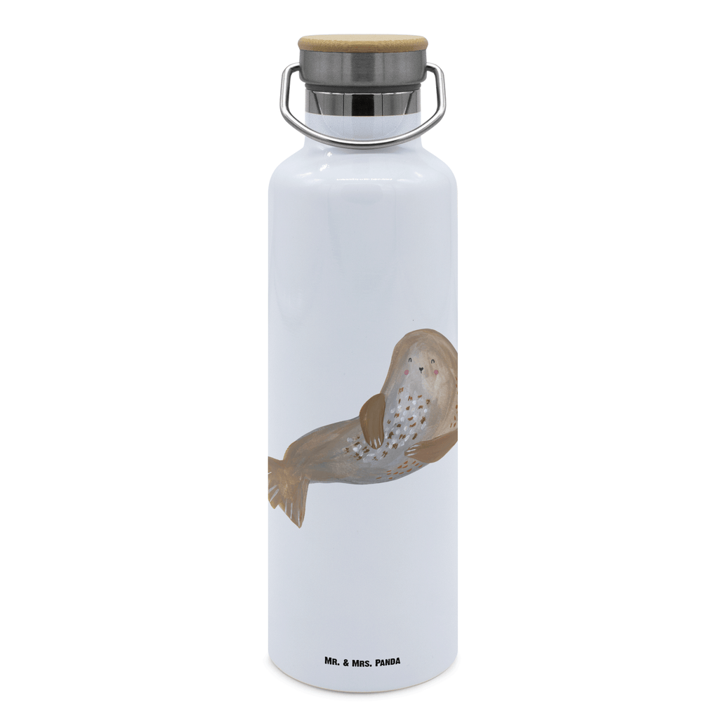 Trinkflasche Robbe Lachen Thermosflasche, Isolierflasche, Edelstahl, Trinkflasche, isoliert, Wamrhaltefunktion, Sportflasche, Flasche zum Sport, Sportlerflasche, Tiermotive, Gute Laune, lustige Sprüche, Tiere, Robbe, Robben, Seehund, Strand, Meerestier, Ostsee, Nordsee