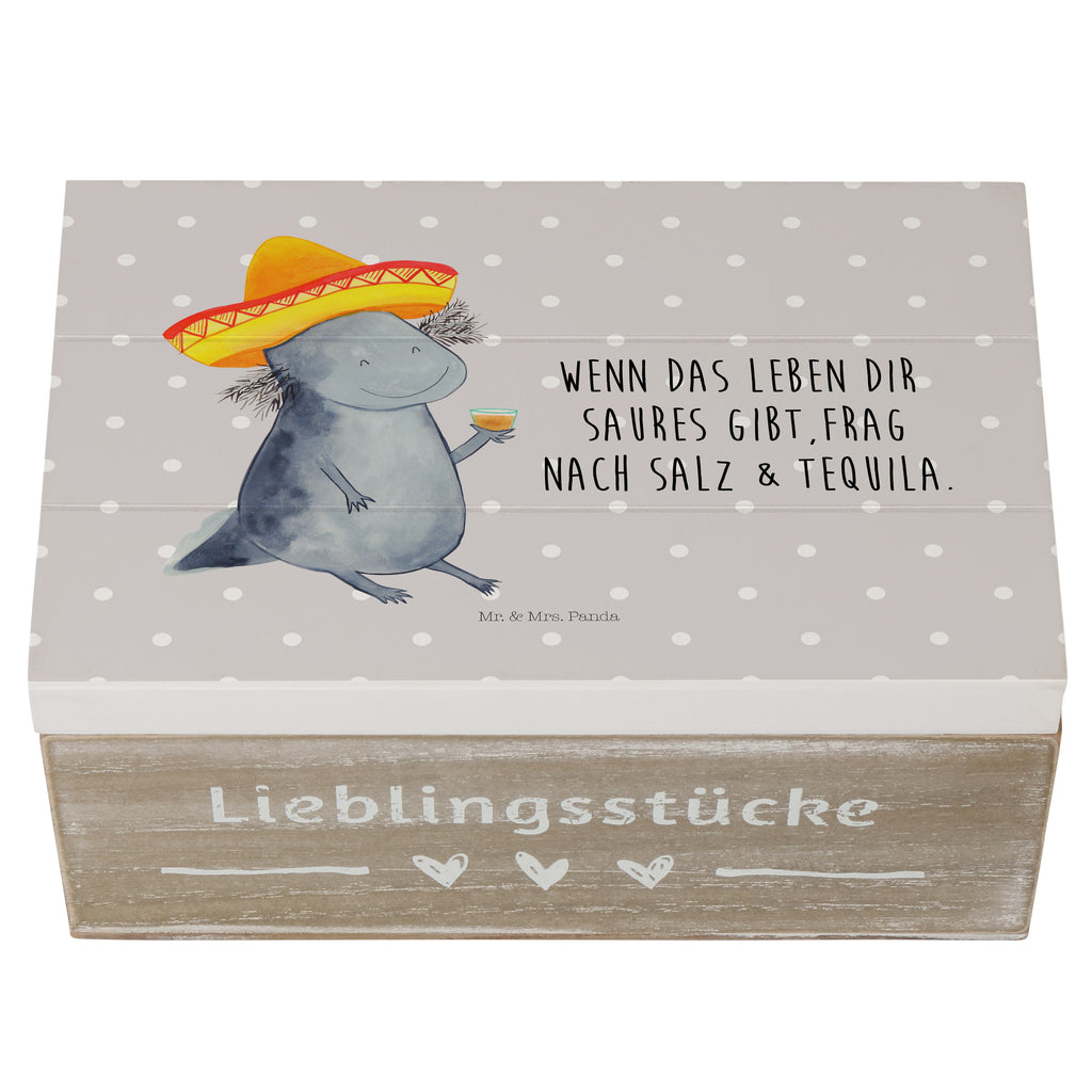 Holzkiste Axolotl Tequila Holzkiste, Kiste, Schatzkiste, Truhe, Schatulle, XXL, Erinnerungsbox, Erinnerungskiste, Dekokiste, Aufbewahrungsbox, Geschenkbox, Geschenkdose, Axolotl, Molch, Mexico, Mexiko, Sombrero, Zitrone, Tequila, Motivation, Spruch, Schwanzlurch, Lurch, Lurche, Axolot, Feuerdrache, Feuersalamander