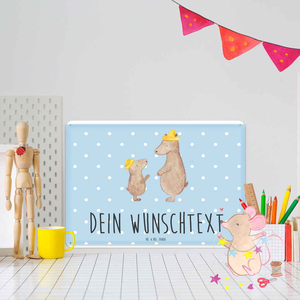 Personalisiertes Blechschild Bären mit Hut Blechschild, Metallschild, Geschenk Schild, Schild, Magnet-Metall-Schild, Deko Schild, Wandschild, Wand-Dekoration, Türschild, Familie, Vatertag, Muttertag, Bruder, Schwester, Mama, Papa, Oma, Opa, Bär, Bären, Vater, Papi, Paps, Dad, Daddy, Lieblingsmensch, Sohn, Söhne, Kind, Kinder, Vater-Sohn, Family, Vorbild